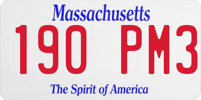MA license plate 190PM3
