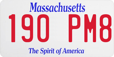 MA license plate 190PM8