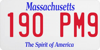 MA license plate 190PM9