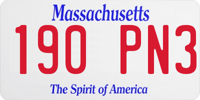 MA license plate 190PN3