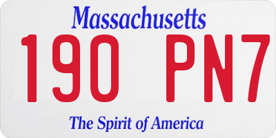 MA license plate 190PN7