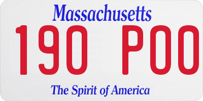 MA license plate 190PO0