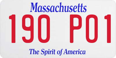 MA license plate 190PO1