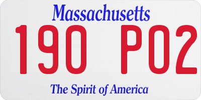 MA license plate 190PO2
