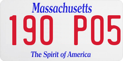 MA license plate 190PO5