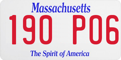 MA license plate 190PO6