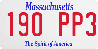 MA license plate 190PP3