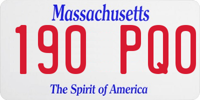 MA license plate 190PQ0