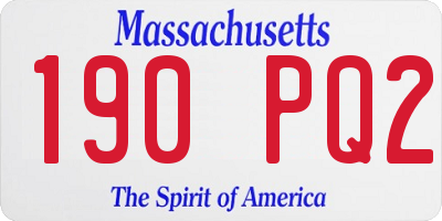 MA license plate 190PQ2