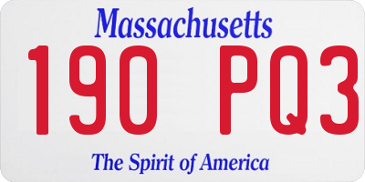 MA license plate 190PQ3