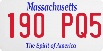 MA license plate 190PQ5