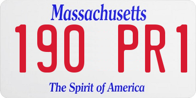 MA license plate 190PR1