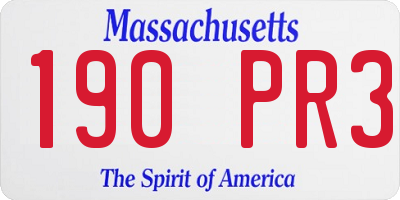 MA license plate 190PR3