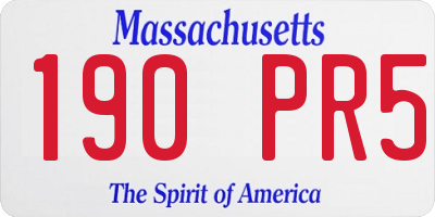 MA license plate 190PR5