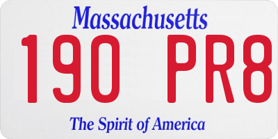 MA license plate 190PR8