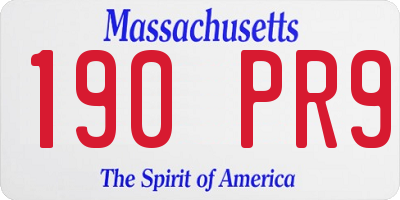 MA license plate 190PR9