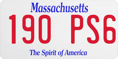 MA license plate 190PS6