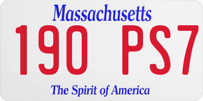 MA license plate 190PS7