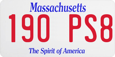 MA license plate 190PS8