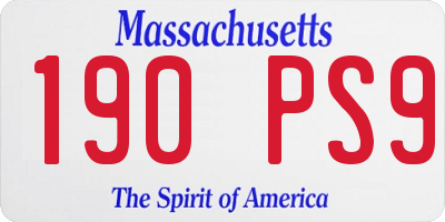 MA license plate 190PS9