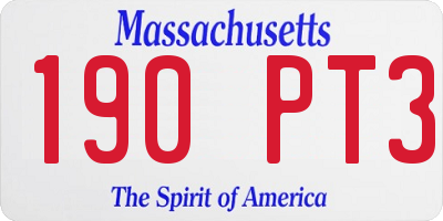 MA license plate 190PT3