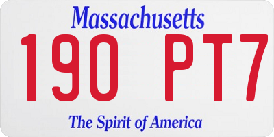 MA license plate 190PT7
