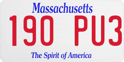 MA license plate 190PU3