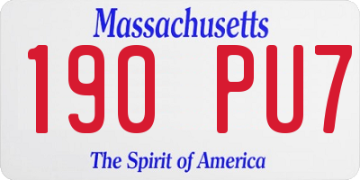 MA license plate 190PU7