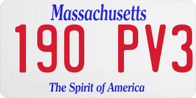 MA license plate 190PV3
