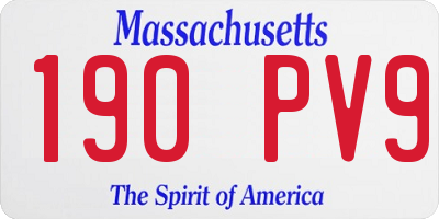 MA license plate 190PV9