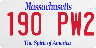MA license plate 190PW2