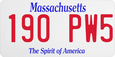 MA license plate 190PW5