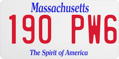 MA license plate 190PW6
