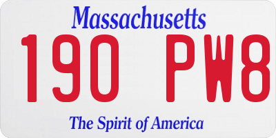 MA license plate 190PW8