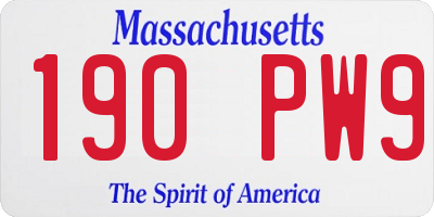 MA license plate 190PW9