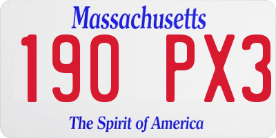 MA license plate 190PX3