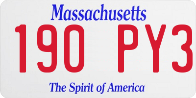 MA license plate 190PY3