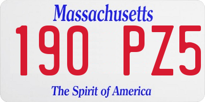 MA license plate 190PZ5