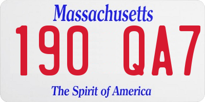 MA license plate 190QA7