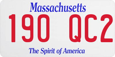 MA license plate 190QC2