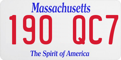 MA license plate 190QC7