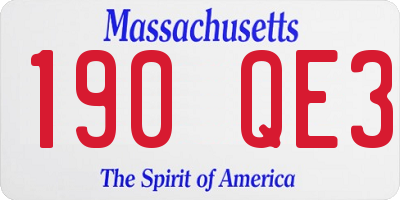 MA license plate 190QE3