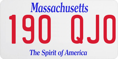 MA license plate 190QJ0