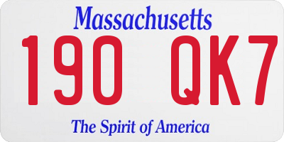 MA license plate 190QK7