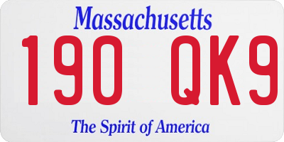MA license plate 190QK9