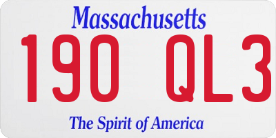MA license plate 190QL3
