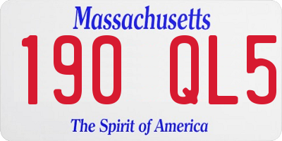 MA license plate 190QL5
