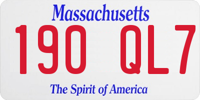 MA license plate 190QL7