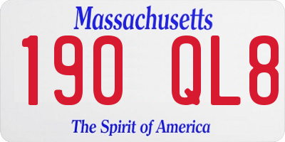 MA license plate 190QL8