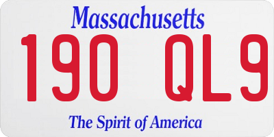 MA license plate 190QL9